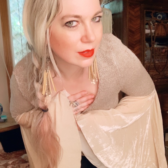 Free People Large Velvet Bell Sleeves Sweater - Picture 16 of 16